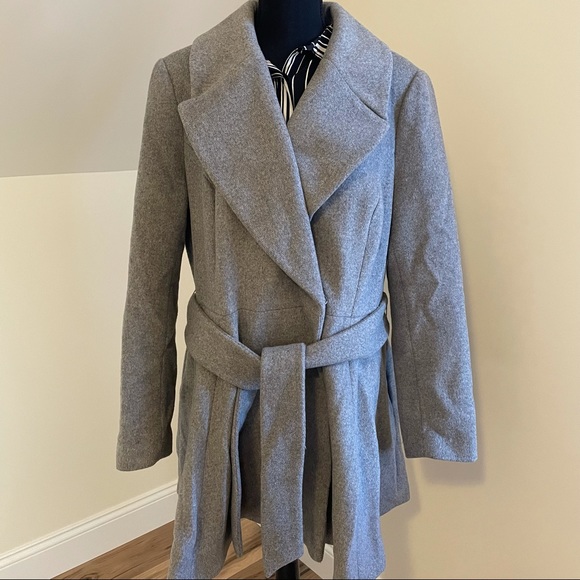 ASOS COAT JACKET US 14 GRAY PEPLUM SWING CHIC BELTED BUTTON CLOSURE MINT COND - Picture 4 of 14